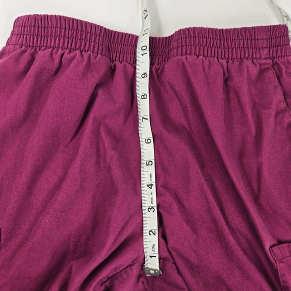 Dickies Petite High-Rise Cargo‎ Scrub Pants Elastic Waist Pockets Burgundy 27x27 - Picture 9 of 9